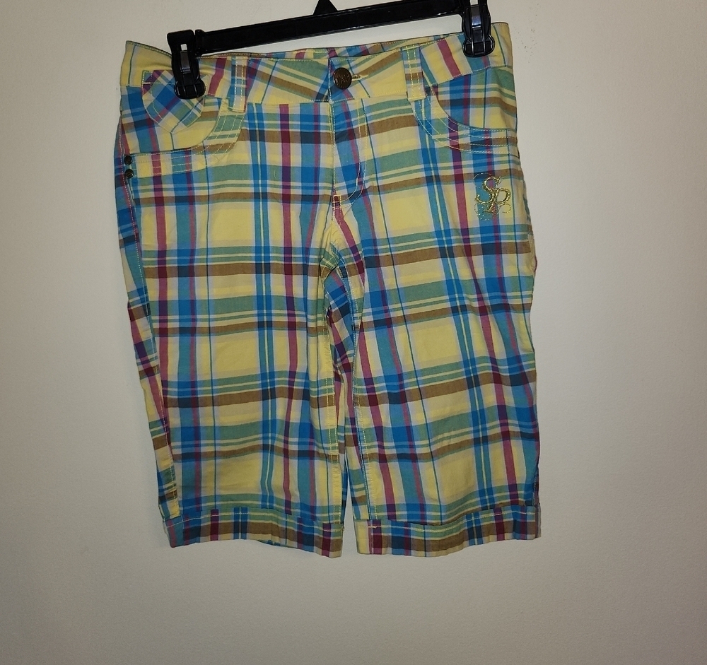 South Pole Plaid Women Shorts - Yellow, Blue, Red